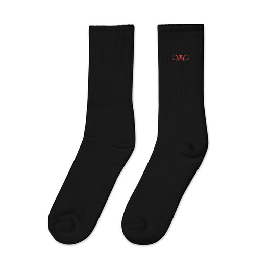 Crew Socks - Embroidered Carmine