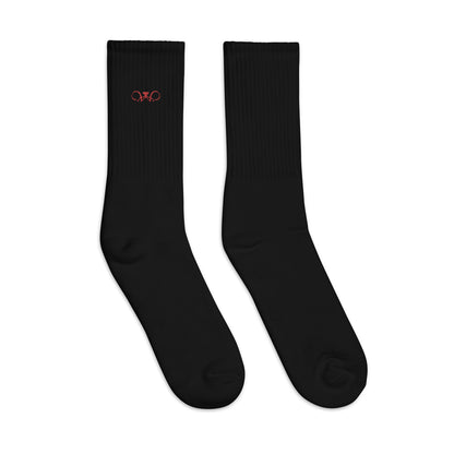 Crew Socks - Embroidered Carmine