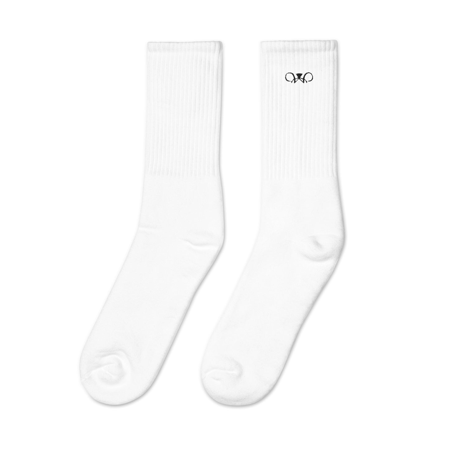 Crew Socks - Embroidered Black